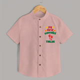 My First Navratri Shirt | Custom Baby Shirt for Festival Celebration - PEACH - 0 - 6 Months Old (Chest 23")