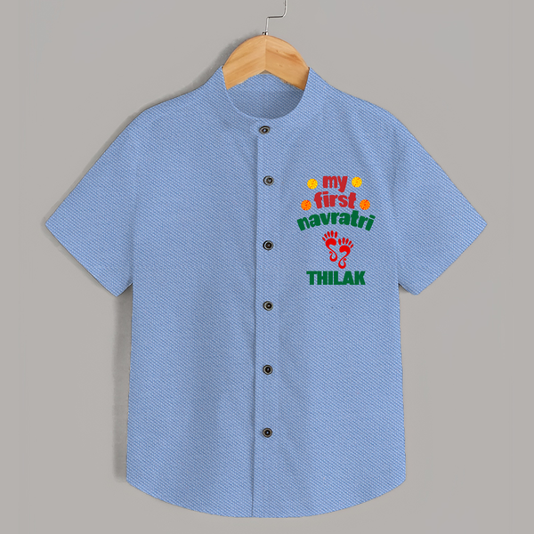 My First Navratri Shirt | Custom Baby Shirt for Festival Celebration - SKY BLUE - 0 - 6 Months Old (Chest 23")
