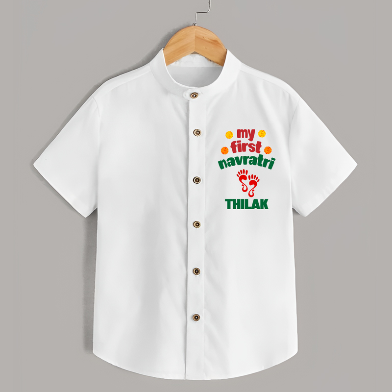 My First Navratri Shirt | Custom Baby Shirt for Festival Celebration - WHITE - 0 - 6 Months Old (Chest 23")