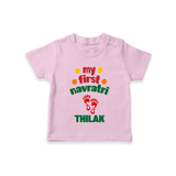 My First Navratri T-shirt | Custom Baby T-shirt for Festival Celebration - BABY PINK - 0-5 Months Old (Chest 17")