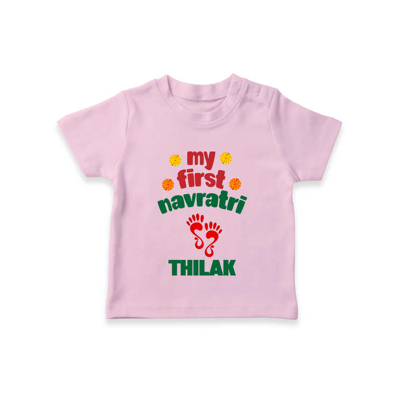 My First Navratri T-shirt | Custom Baby T-shirt for Festival Celebration - BABY PINK - 0-5 Months Old (Chest 17")