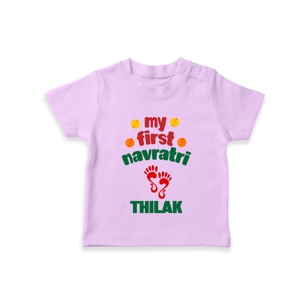 My First Navratri T-shirt | Custom Baby T-shirt for Festival Celebration - LILAC - 0-5 Months Old (Chest 17")