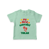 My First Navratri T-shirt | Custom Baby T-shirt for Festival Celebration - MINT GREEN - 0-5 Months Old (Chest 17")