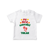 My First Navratri T-shirt | Custom Baby T-shirt for Festival Celebration - WHITE - 0-5 Months Old (Chest 17")