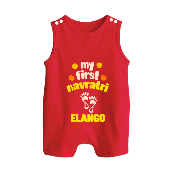 My First Navratri Romper suit/sleeveless romper | Custom Baby Romper suit/sleeveless romper for Festival Celebration - RED - 0 - 5 Months Old (Chest 18")