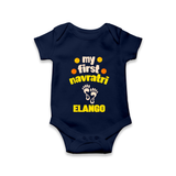 My First Navratri Romper/Onesie | Custom Baby Romper/Onesie for Festival Celebration - NAVY BLUE - New Born (Chest 14")