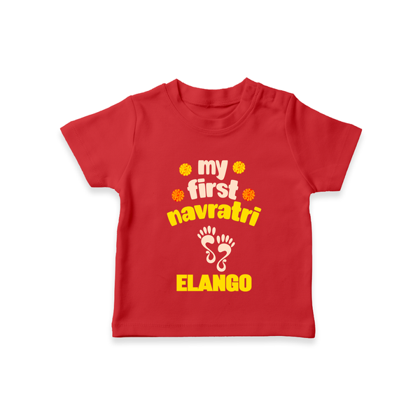 My First Navratri T-shirt | Custom Baby T-shirt for Festival Celebration - RED - 0-5 Months Old (Chest 17")