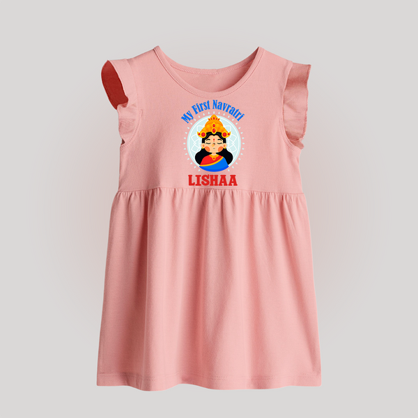 My First Navratri Baby frock | Personalized Baby frock for Little One - BABY PINK - 0 - 3 Months Old (Chest 17")