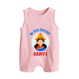 My First Navratri Devi Face Personalized Button Romper - BABY PINK - New Born (Chest 18")