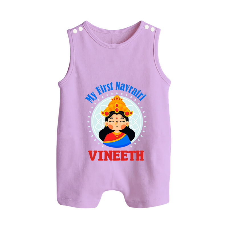 My First Navratri Romper suit/sleeveless romper | Personalized Baby Romper suit/sleeveless romper for Little One - LILAC - 0 - 5 Months Old (Chest 18")