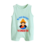 My First Navratri Romper suit/sleeveless romper | Personalized Baby Romper suit/sleeveless romper for Little One - MINT GREEN - 0 - 5 Months Old (Chest 18")