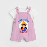My First Navratri Devi Face Personalized Dungaree - BABY PINK - 0 - 5 Months Old (Chest 18")