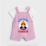 My First Navratri Dungaree set | Personalized Baby Dungaree set for Little One - BABY PINK - 0 - 5 Months Old (Chest 18")