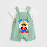 My First Navratri Dungaree set | Personalized Baby Dungaree set for Little One - MINT GREEN - 0 - 5 Months Old (Chest 18")