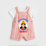My First Navratri Devi Face Personalized Dungaree - PEACH - 0 - 5 Months Old (Chest 18")