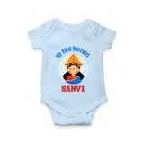 My First Navratri Devi Face Personalized Romper - BABY BLUE - New Born (Chest 14")