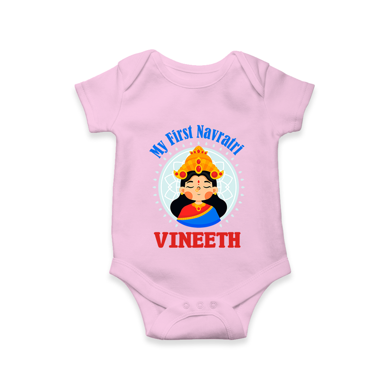 My First Navratri Romper/Onesie | Personalized Baby Romper/Onesie for Little One - BABY PINK - New Born (Chest 14")
