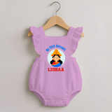 My First Navratri Romper frock | Personalized Baby Romper frock for Little One - BABY PINK - 0 - 3 Months Old (Chest 19")