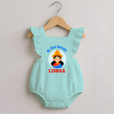 My First Navratri Romper frock | Personalized Baby Romper frock for Little One - MINT GREEN - 0 - 3 Months Old (Chest 19")