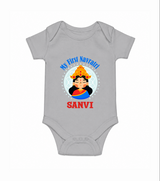 My First Navratri Devi Face Personalized Romper - GREY - New Born (Chest 14")