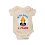 My First Navratri Romper/Onesie | Personalized Baby Romper/Onesie for Little One - IVORY - New Born (Chest 14")