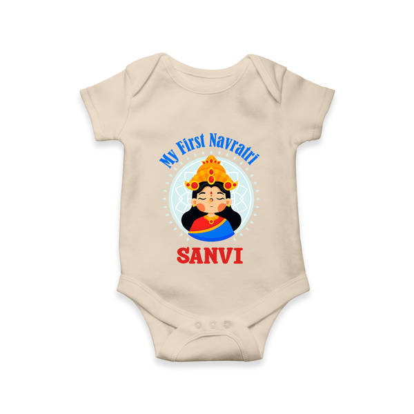My First Navratri Devi Face Personalized Romper - IVORY - New Born (Chest 14")