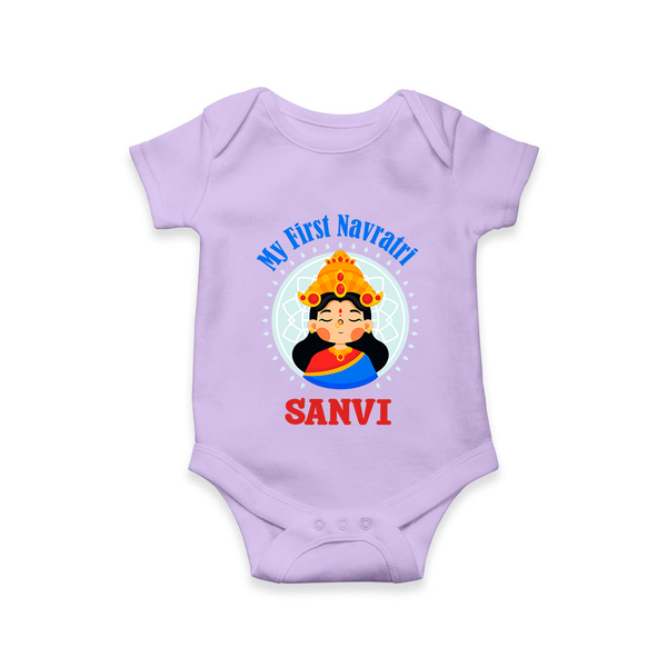 My First Navratri Devi Face Personalized Romper - LILAC - New Born (Chest 14")