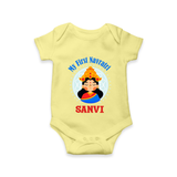 My First Navratri Devi Face Personalized Romper - PASTEL YELLOW - New Born (Chest 14")