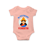 My First Navratri Romper/Onesie | Personalized Baby Romper/Onesie for Little One - PEACH - New Born (Chest 14")