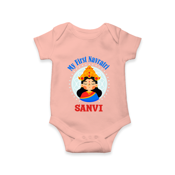 My First Navratri Devi Face Personalized Romper - PEACH - New Born (Chest 14")