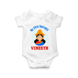 My First Navratri Romper/Onesie | Personalized Baby Romper/Onesie for Little One - WHITE - New Born (Chest 14")