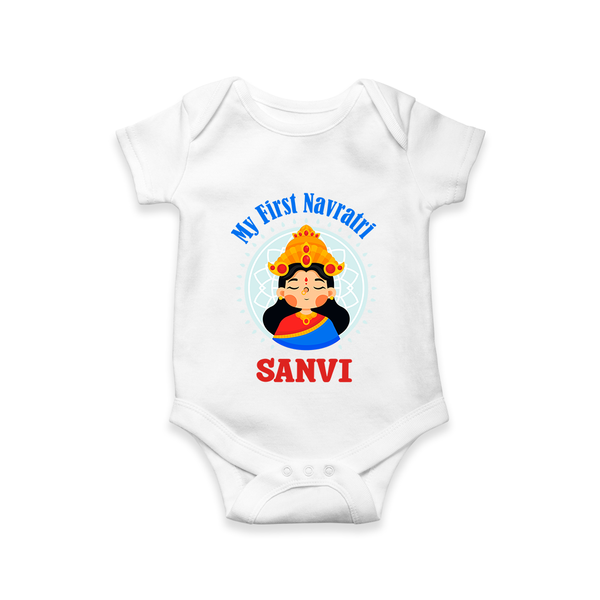 My First Navratri Devi Face Personalized Romper - WHITE - New Born (Chest 14")