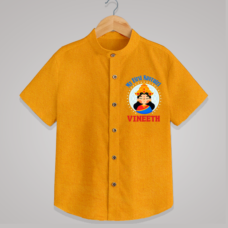 My First Navratri Shirt | Personalized Baby Shirt for Little One - CHROME YELLOW - 0 - 6 Months Old (Chest 23")