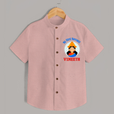 My First Navratri Shirt | Personalized Baby Shirt for Little One - PEACH - 0 - 6 Months Old (Chest 23")