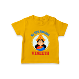 My First Navratri T-shirt | Personalized Baby T-shirt for Little One - CHROME YELLOW - 0-5 Months Old (Chest 17")