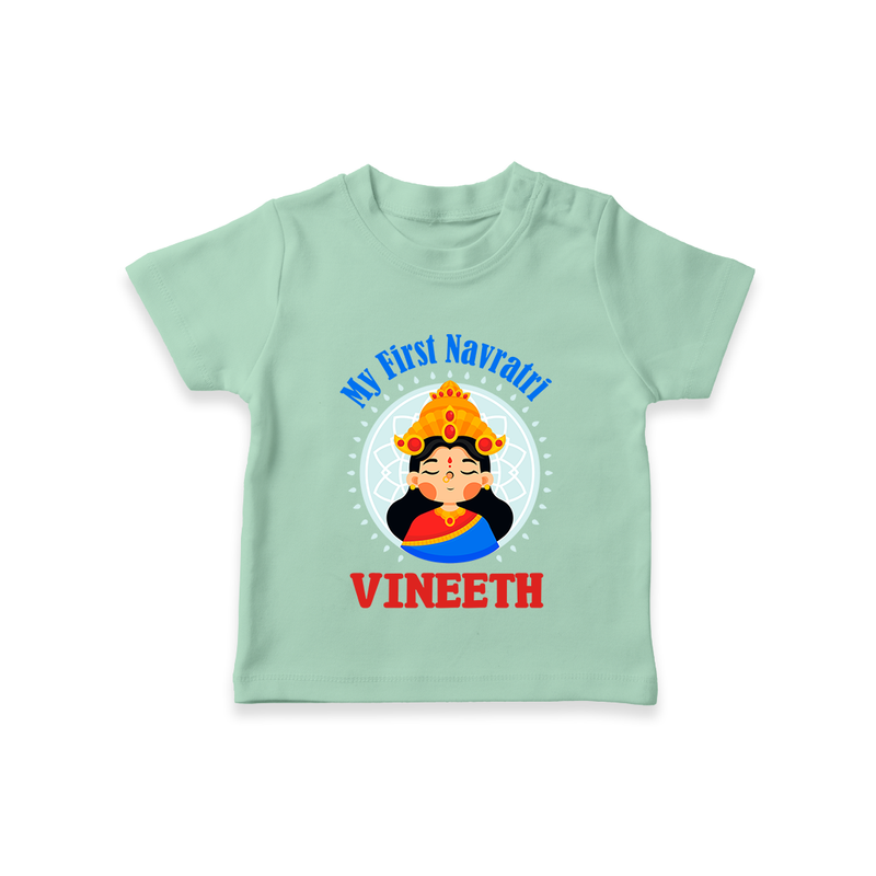 My First Navratri T-shirt | Personalized Baby T-shirt for Little One - MINT GREEN - 0-5 Months Old (Chest 17")