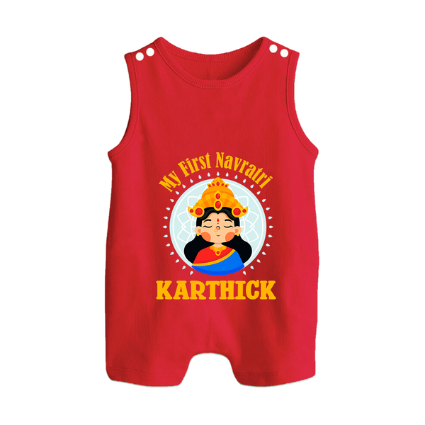 My First Navratri Romper suit/sleeveless romper | Personalized Baby Romper suit/sleeveless romper for Little One - RED - 0 - 5 Months Old (Chest 18")