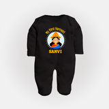 My First Navratri Devi Face Personalized Full Body Suit - BLACK - New Born (Chest 7.5")