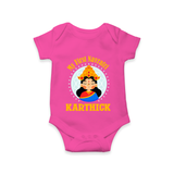 My First Navratri Romper/Onesie | Personalized Baby Romper/Onesie for Little One - HOT PINK - New Born (Chest 14")