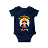 My First Navratri Devi Face Personalized Romper - NAVY BLUE - New Born (Chest 14")