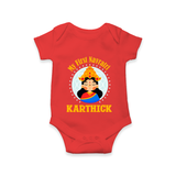 My First Navratri Romper/Onesie | Personalized Baby Romper/Onesie for Little One - RED - New Born (Chest 14")