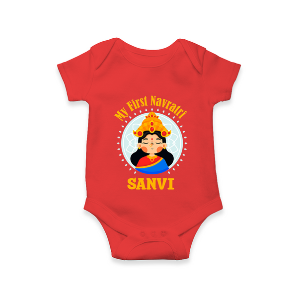 My First Navratri Devi Face Personalized Romper - RED - New Born (Chest 14")