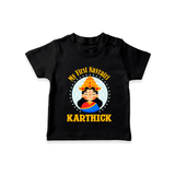 My First Navratri T-shirt | Personalized Baby T-shirt for Little One - BLACK - 0-5 Months Old (Chest 17")