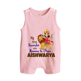 My First Navratri Mamma Papa Blessings Personalized Button Romper - BABY PINK - New Born (Chest 18")