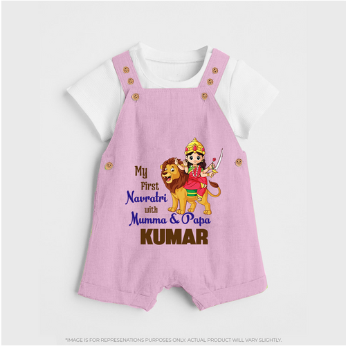 My First Navratri With Mumma and Papa Dungaree set | Custom Baby Dungaree set for Family Fun