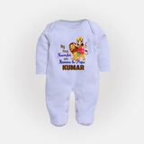 My First Navratri With Mumma and Papa Sleep suit/full sleeve body suit | Custom Baby Sleep suit/full sleeve body suit for Family Fun - BABY BLUE - New Born (Chest 7.5")
