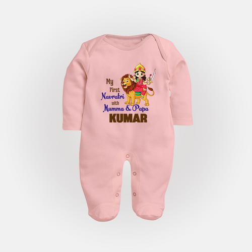 My First Navratri With Mumma and Papa Sleep suit/full sleeve body suit | Custom Baby Sleep suit/full sleeve body suit for Family Fun