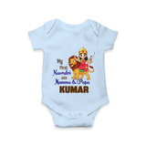 My First Navratri With Mumma and Papa Romper/Onesie | Custom Baby Romper/Onesie for Family Fun - BABY BLUE - New Born (Chest 14")