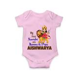 My First Navratri Mamma Papa Blessings Personalized Romper - BABY PINK - New Born (Chest 14")
