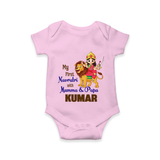 My First Navratri With Mumma and Papa Romper/Onesie | Custom Baby Romper/Onesie for Family Fun - BABY PINK - New Born (Chest 14")